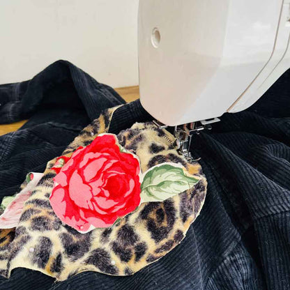 sz 8 black cord rose heart jacket