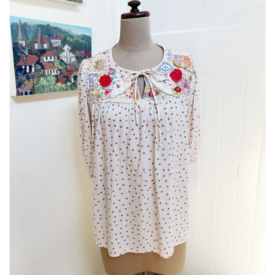 sz 20 upcycled floaty embroidered blouse