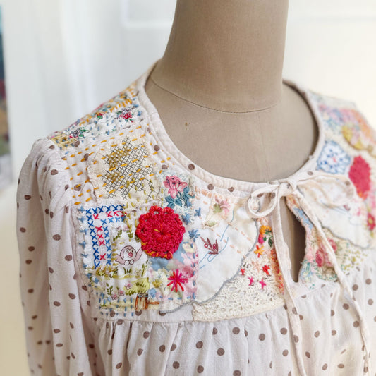 sz 20 upcycled floaty embroidered blouse