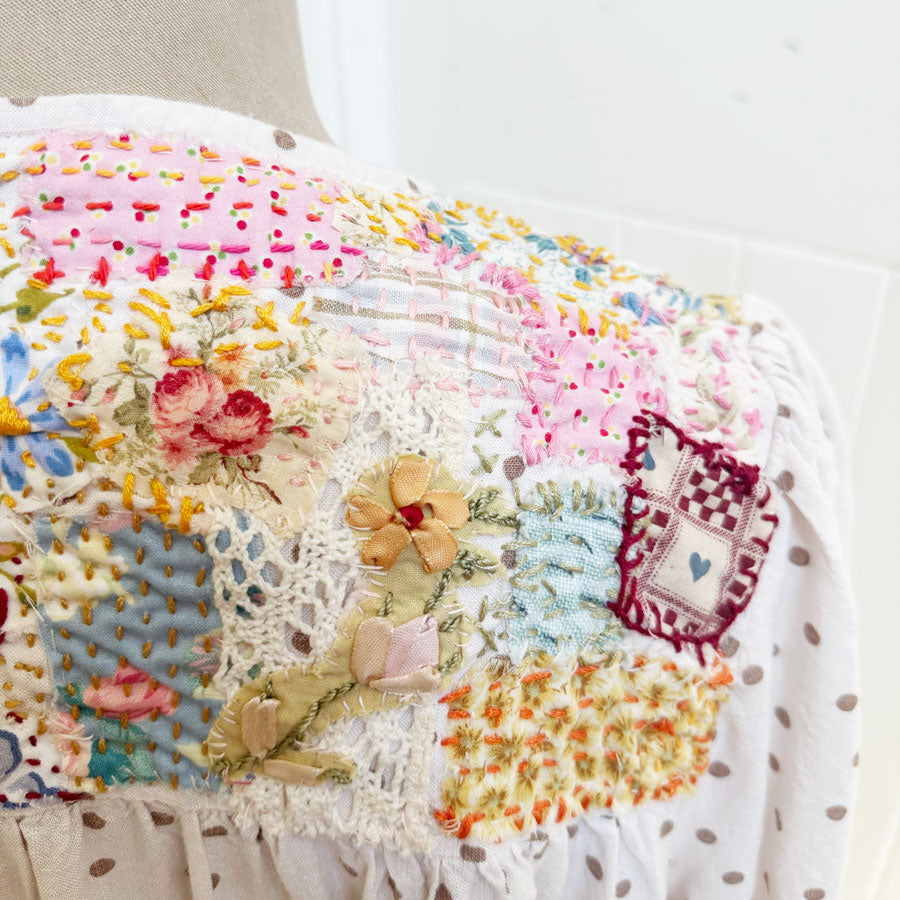 sz 20 upcycled floaty embroidered blouse