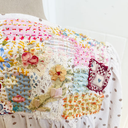 sz 20 upcycled floaty embroidered blouse