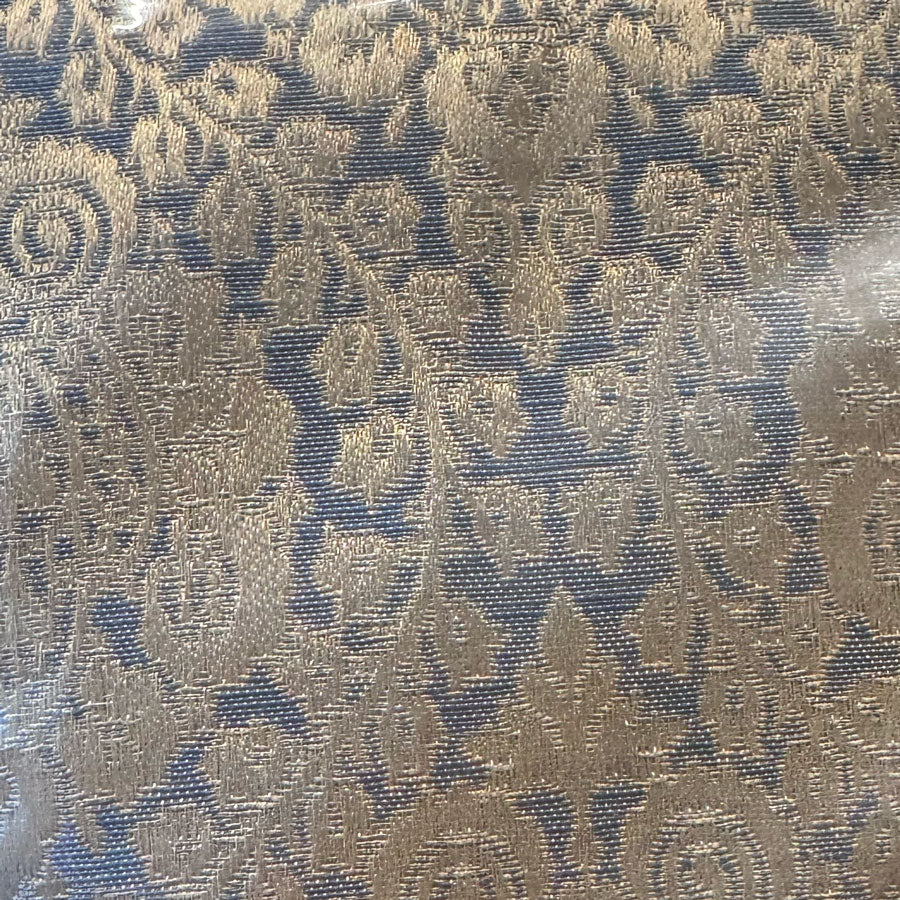 Vintage gold blue upholstery fabric