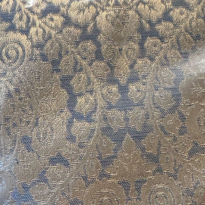 Vintage gold blue upholstery fabric