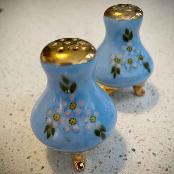 Maximalist blue salt and pepper shakers 8384