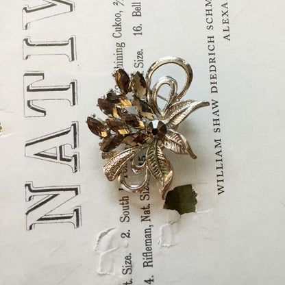 Costume jewellery brooch silver petals