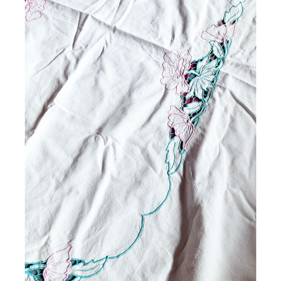 Cream embroidered tablecloth