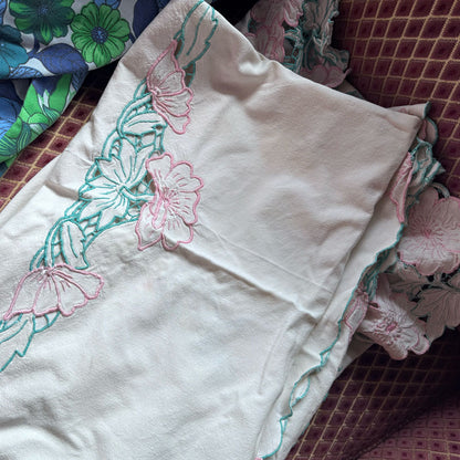 Cream embroidered tablecloth