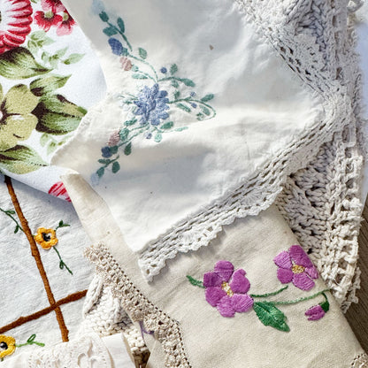 Embroidered vintage linen pack 2