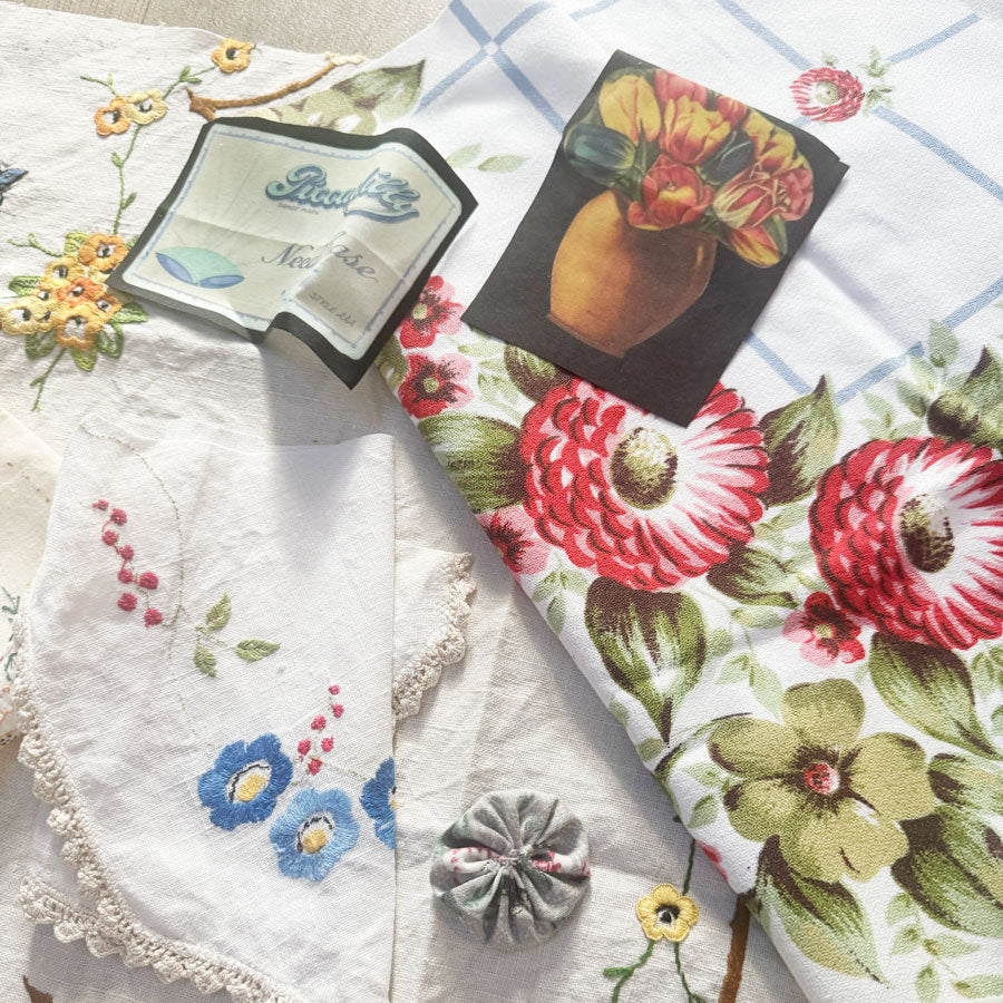 Embroidered vintage linen pack 2