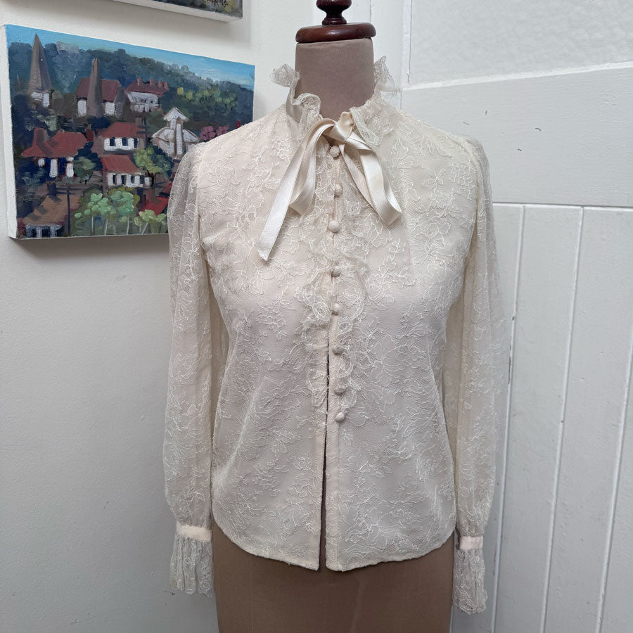 Goth vintage pussy bow blouse