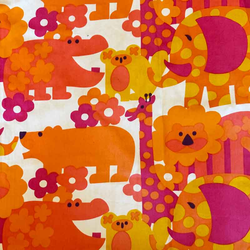 1960s vintage kids fabric curtain