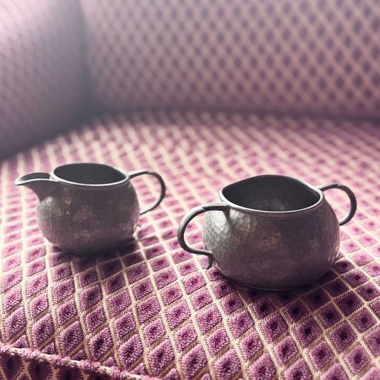 Pewter milk and sugar set