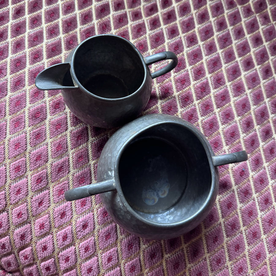 Pewter milk and sugar set