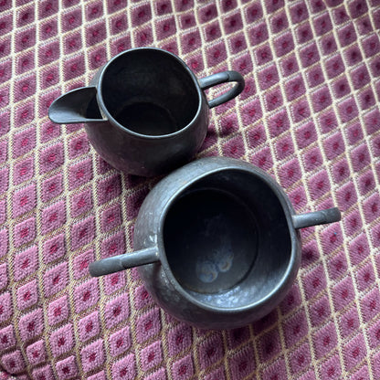 Pewter milk and sugar set