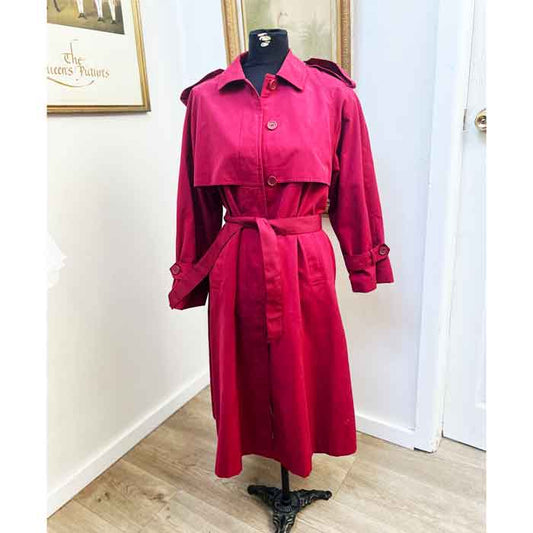 sz 12 vintage maroon trench coat