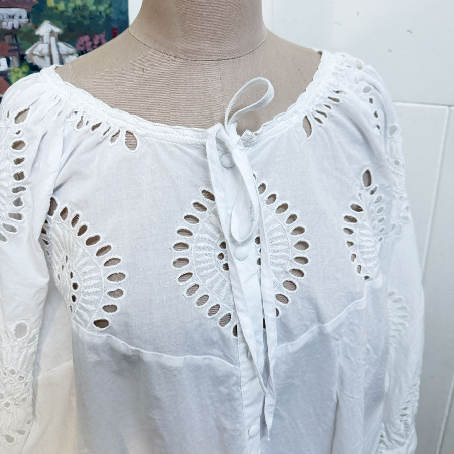 sz 22 white boho cotton blouse