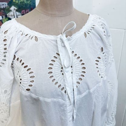 sz 22 white boho cotton blouse