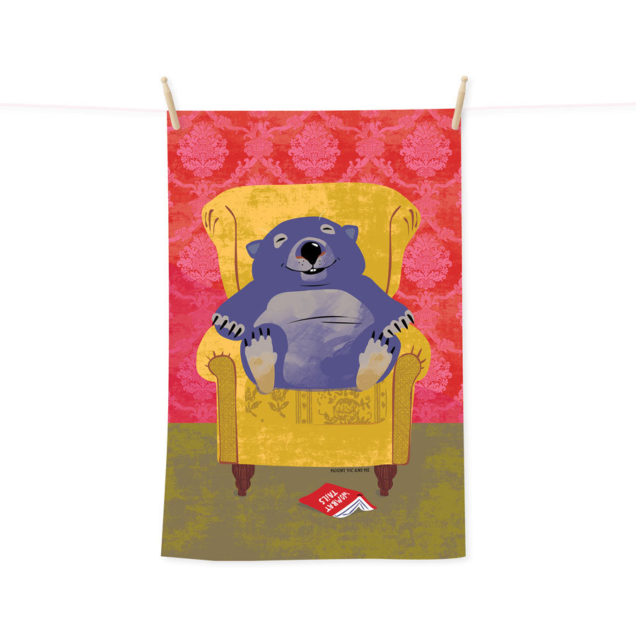 Wombat Tails tea towel