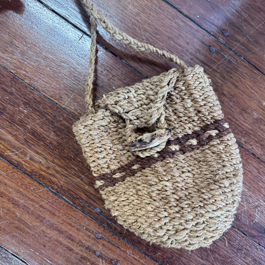 Woven hessian shoulder bag