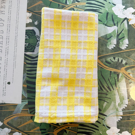 Yellow check tablecloth