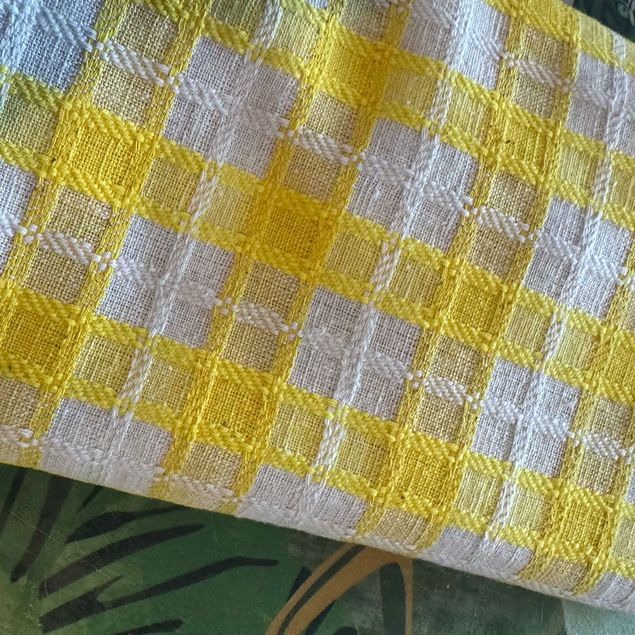 Yellow check tablecloth