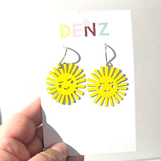 Yellow Sun smiley dangle earrings