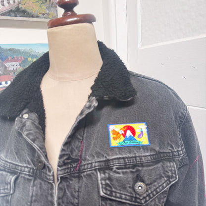 sz XL Zara black sherpa denim jacket